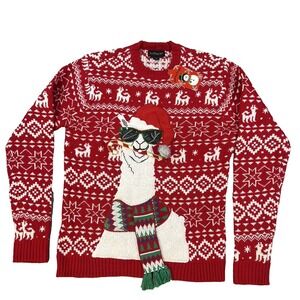 NEW Blizzard Bay Size S Cool LAMA scarf Sunglasses red Ugly Christmas Sweater